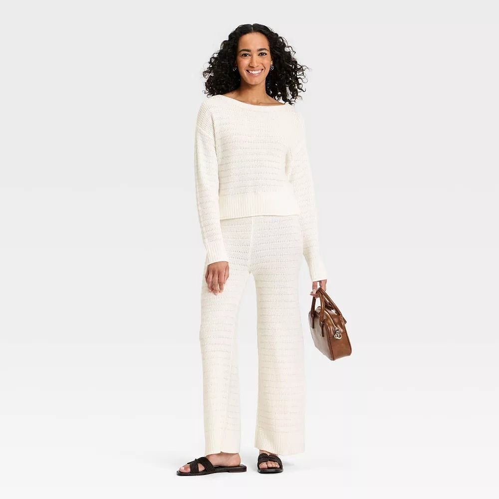 Women's Crewneck Pullover Sweater - Universal Thread Cream M - Picture 3 of 4